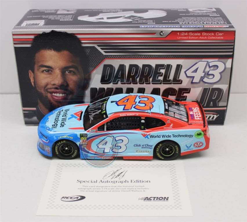 Bubba Wallace Autographed 2018 World Wide Technology 1:24 Nascar Diecast