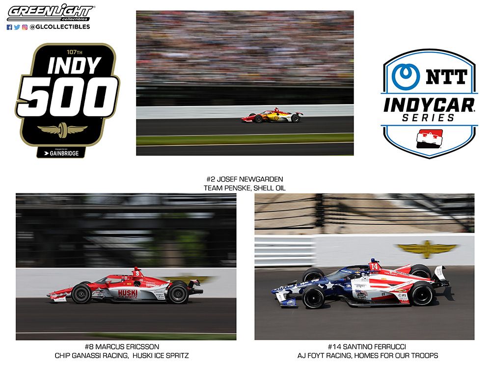 2023 Indianapolis 500 Podium 3Car Set Josef Newgarden, Marcus Ericsson
