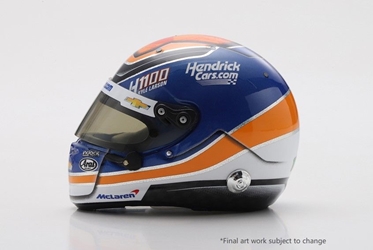 *Preorder* Kyle Larson 2024 Arrow McLaren Hendrickcars.com H1100 Arai 1:5 Scale Mini Replica Helmet Kyle Larson, Helmet, NASCAR, Spark, Mini Helmet, Replica Helmet